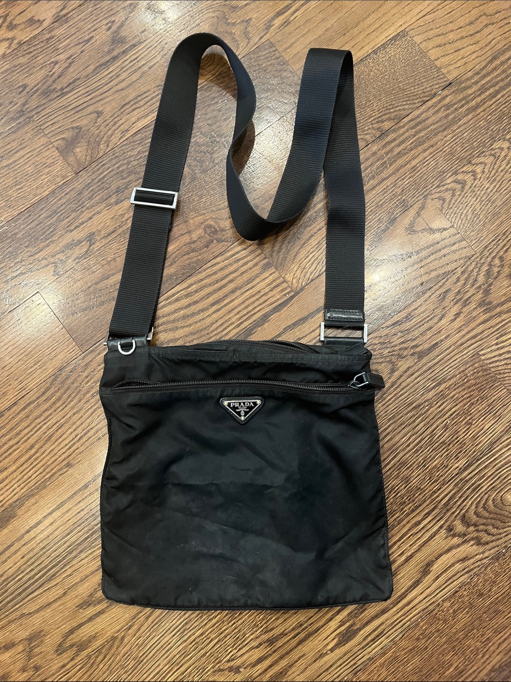 Prada Black Nylon Messenger Crossbody Bag Y2K read